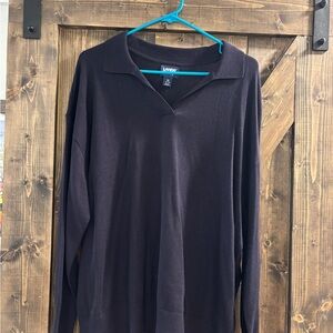 Lands' End Navy V-Neck Sweater Lightweight Knit